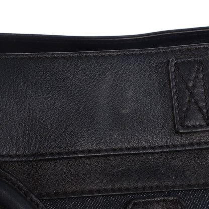 Celine Calfskin Denim Mini Luggage Black Navy 8 of 17