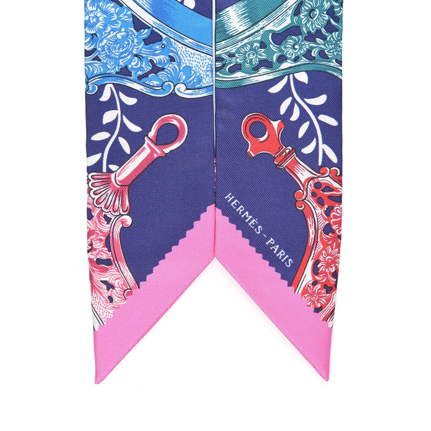 Hermes Silk Etriers Remix Twilly Indigo Rose Vif Multicolore 2 of 4