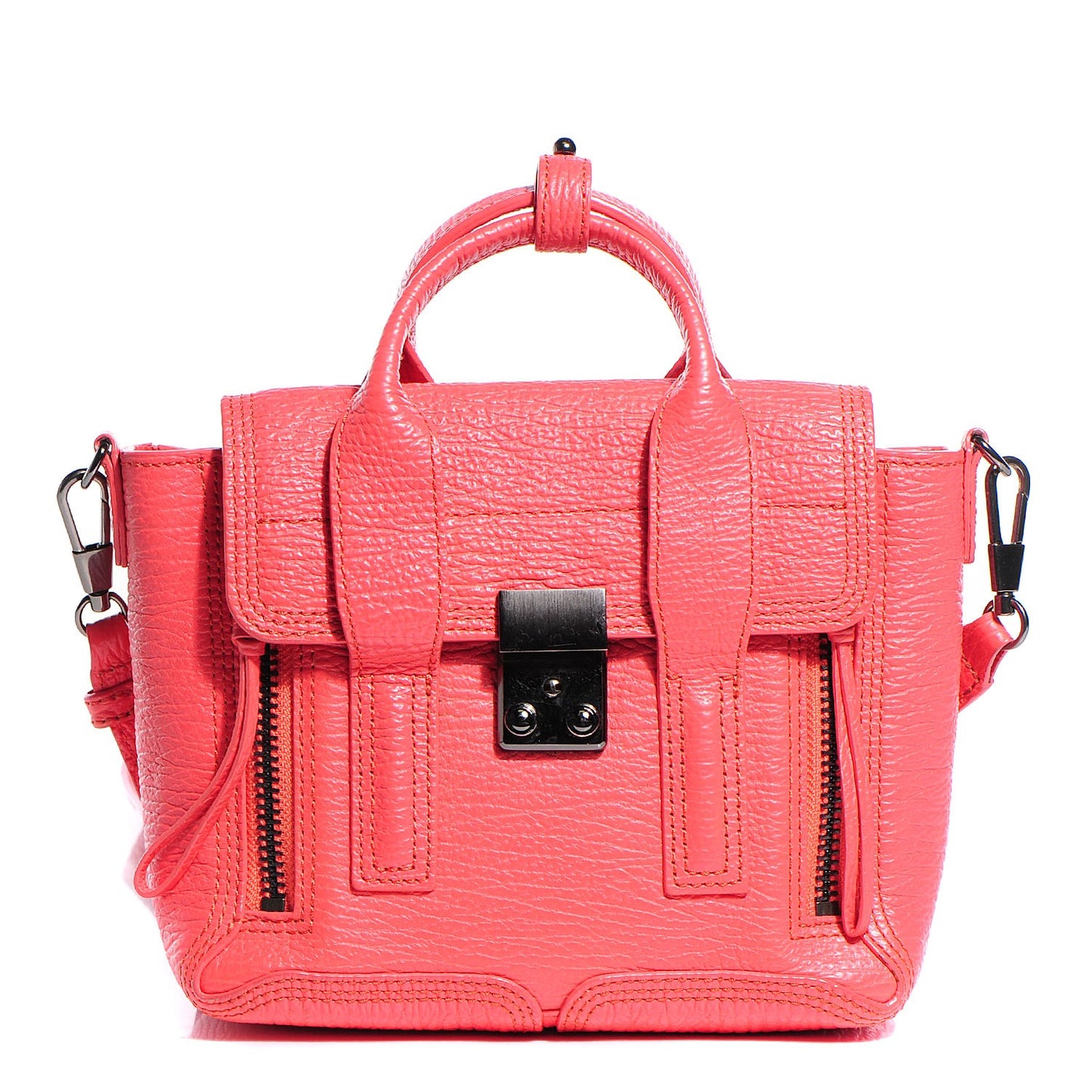 3.1 Textured Calfskin Mini Pashli Satchel Coral