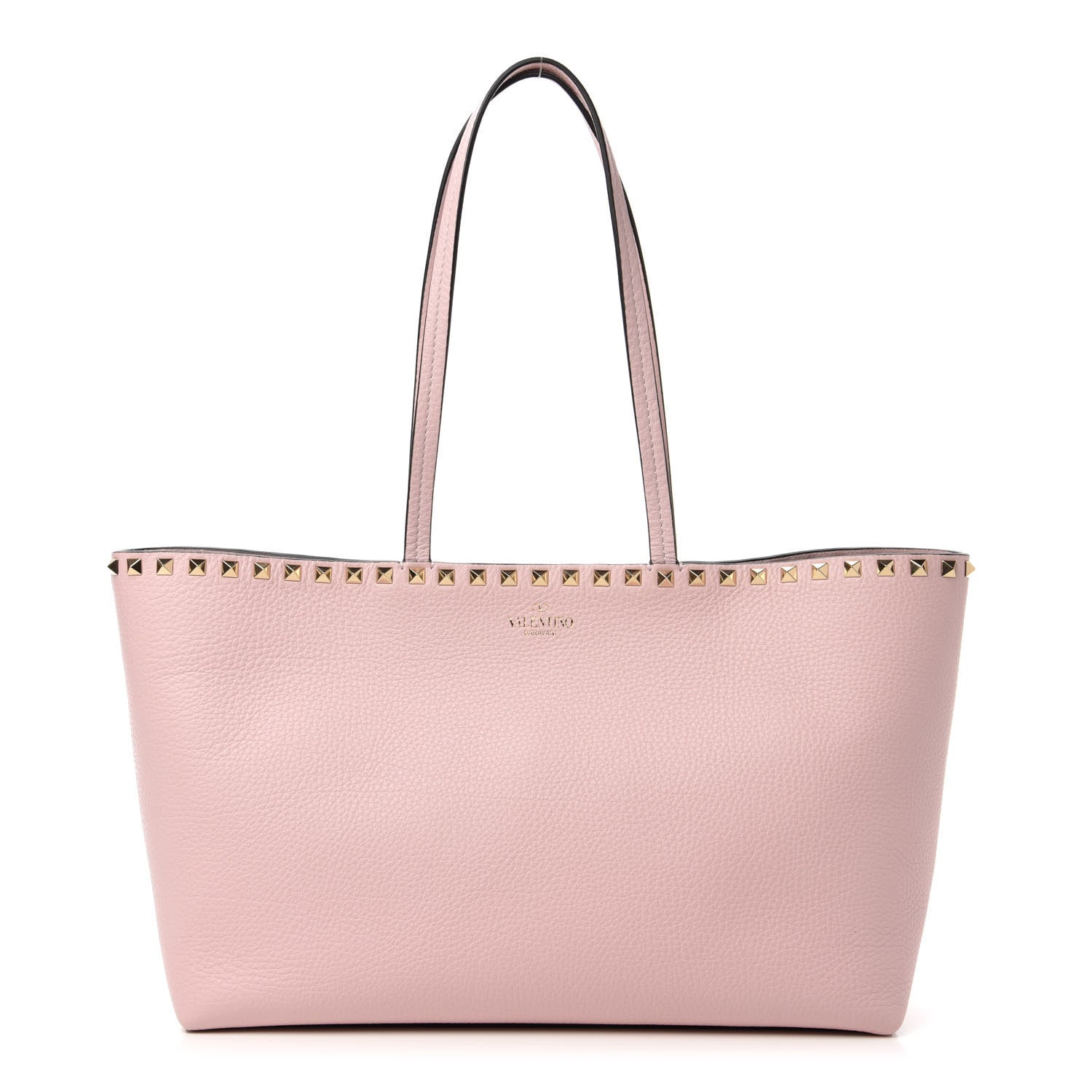 Valentino Garavani Grained Calfskin Small Rockstud Shoulder Tote Water Rose 1 of 9
