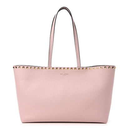 Valentino Garavani Grained Calfskin Small Rockstud Shoulder Tote Water Rose 1 of 9