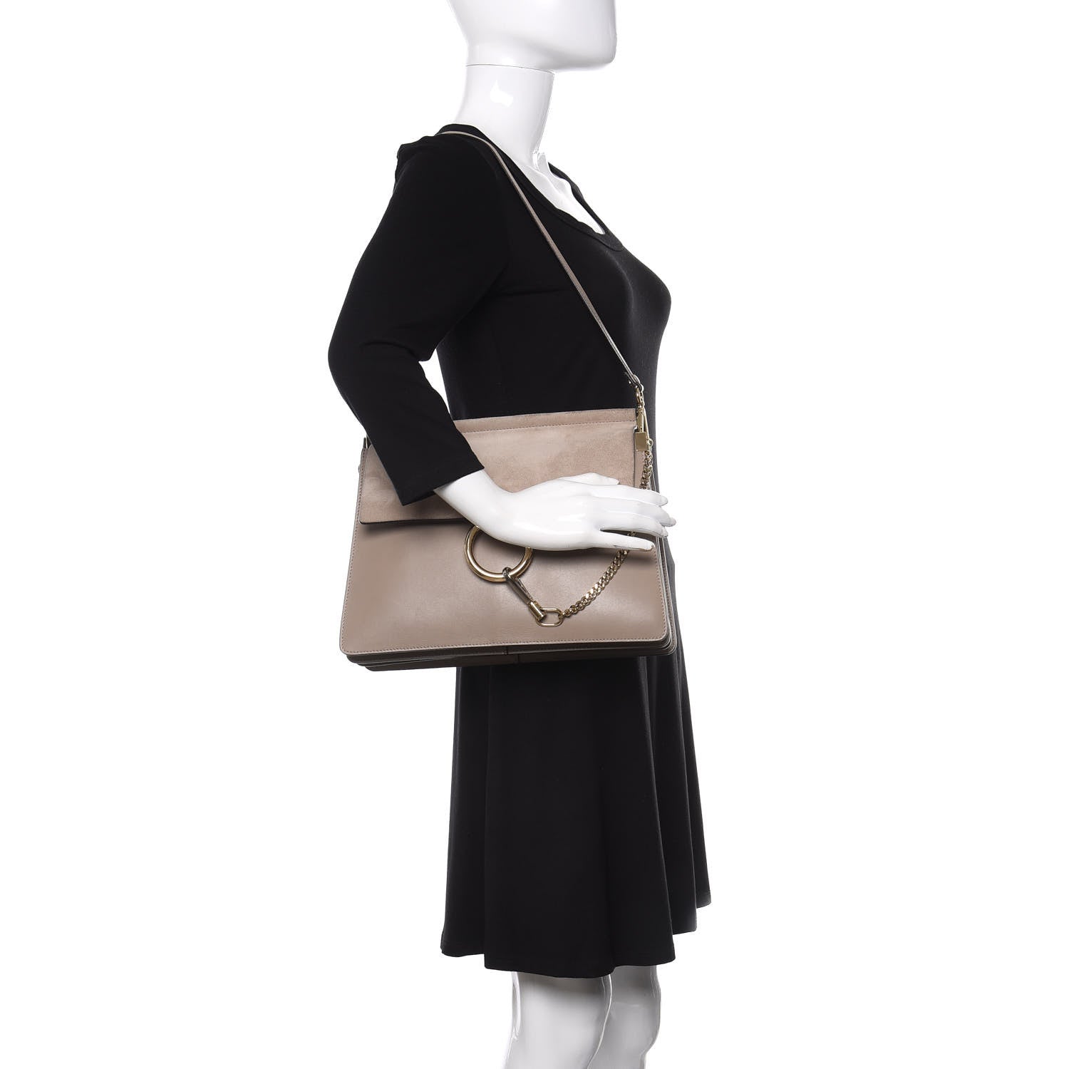 Chloe Calfskin Suede Medium Faye Shoulder Bag Motty Grey 2 of 11