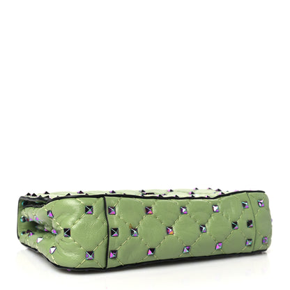 Valentino Garavani Lambskin Oil Slick Rockstud Spike Shoulder Bag Green 4 of 9