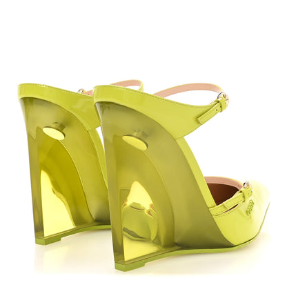 Gucci Regent Calfskin Lucite Wedge 110 Mules 39 Firefly 5 of 9