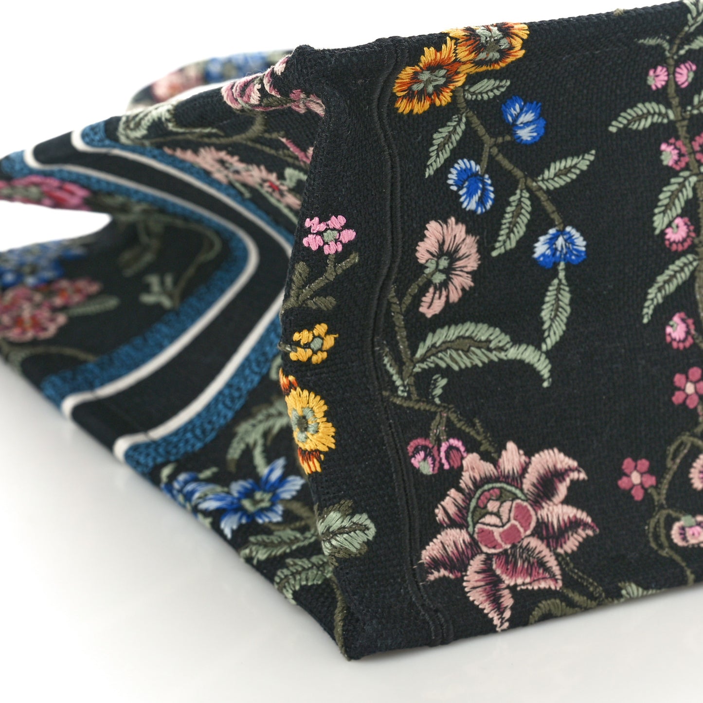 Canvas Embroidered Large Book Tote Black Multicolor