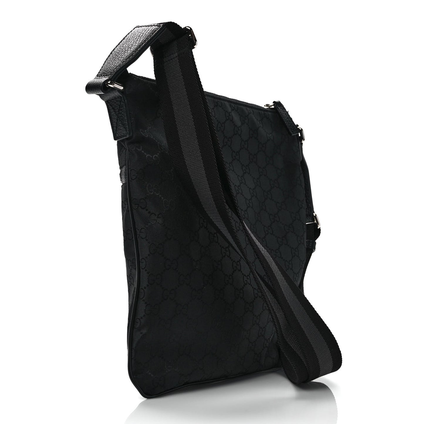 Nylon Monogram Small Flat Messenger Bag Black