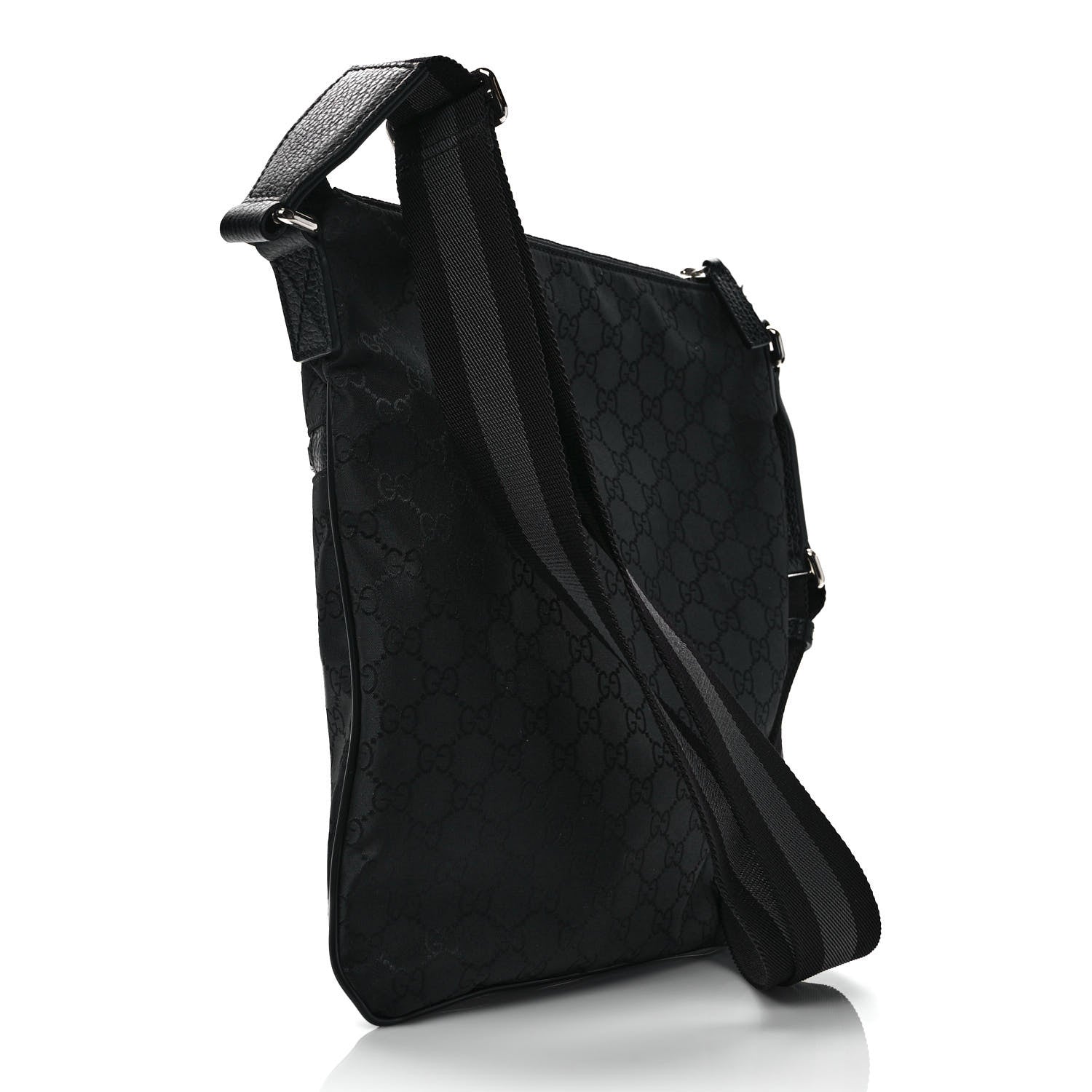 Gucci Nylon Monogram Small Flat Messenger Bag Black 2 of 8