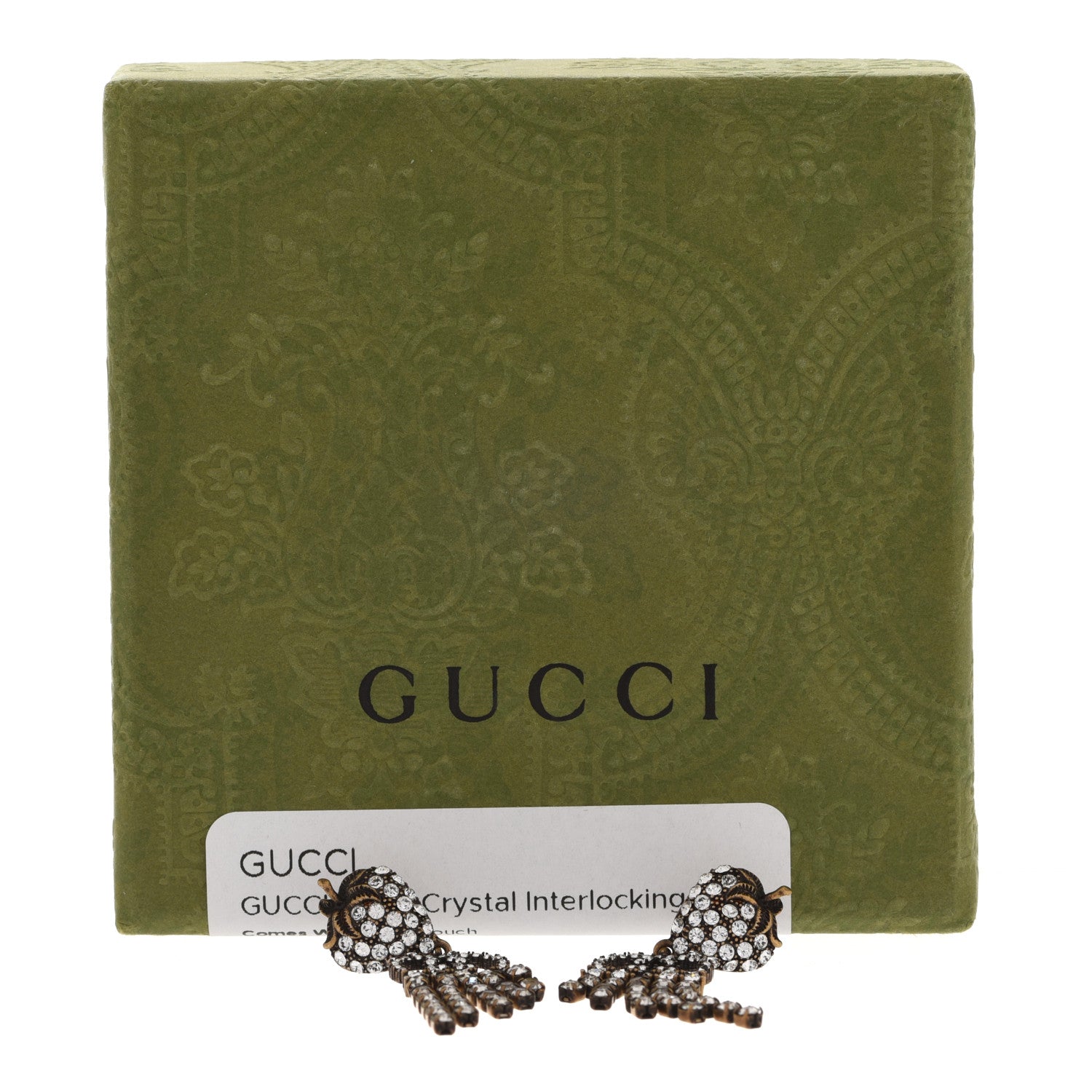 Gucci Metal Crystal Interlocking G Strawberry Drop Earrings 6 of 6