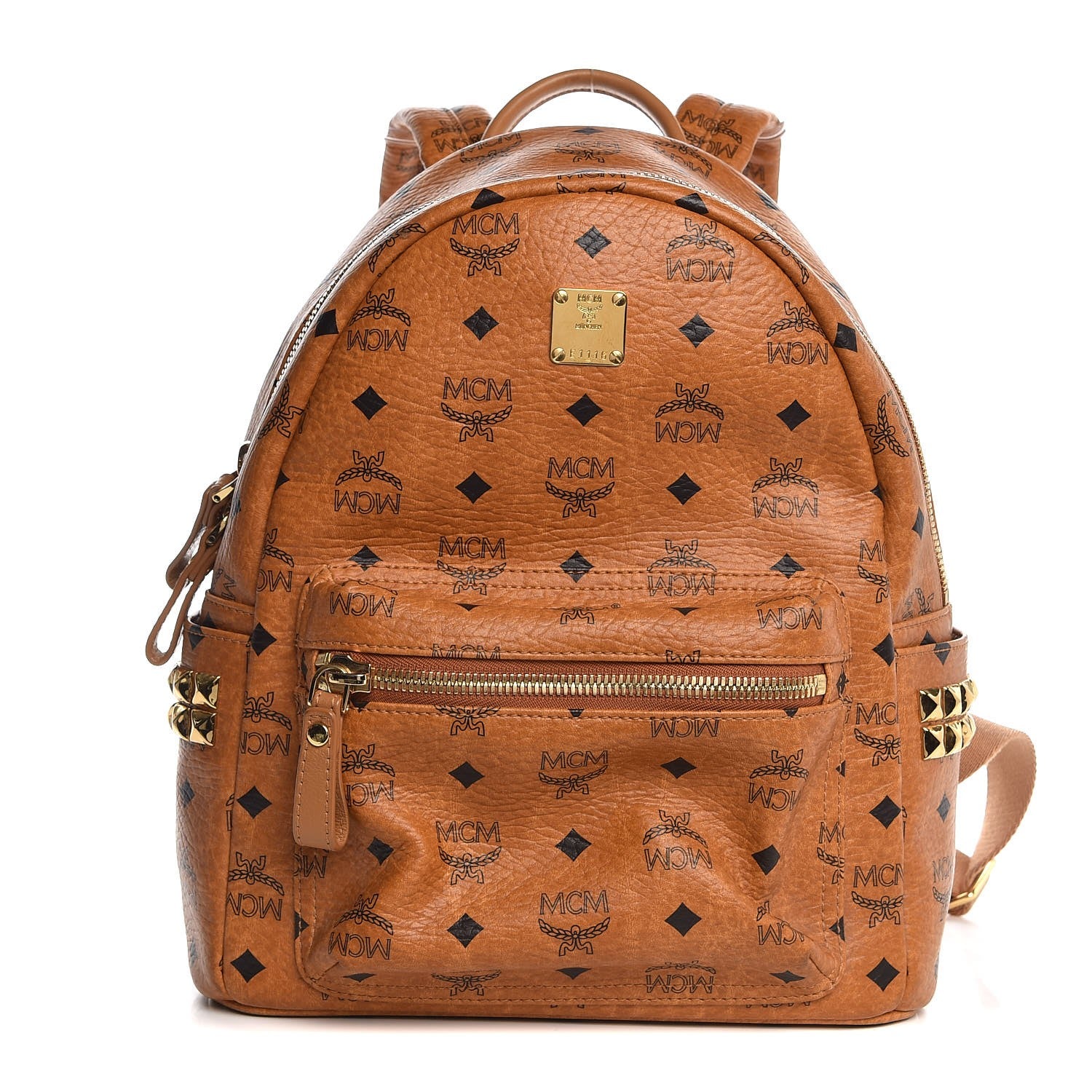 MCM Visetos Small Side Stud Stark Backpack Cognac 1 of 10