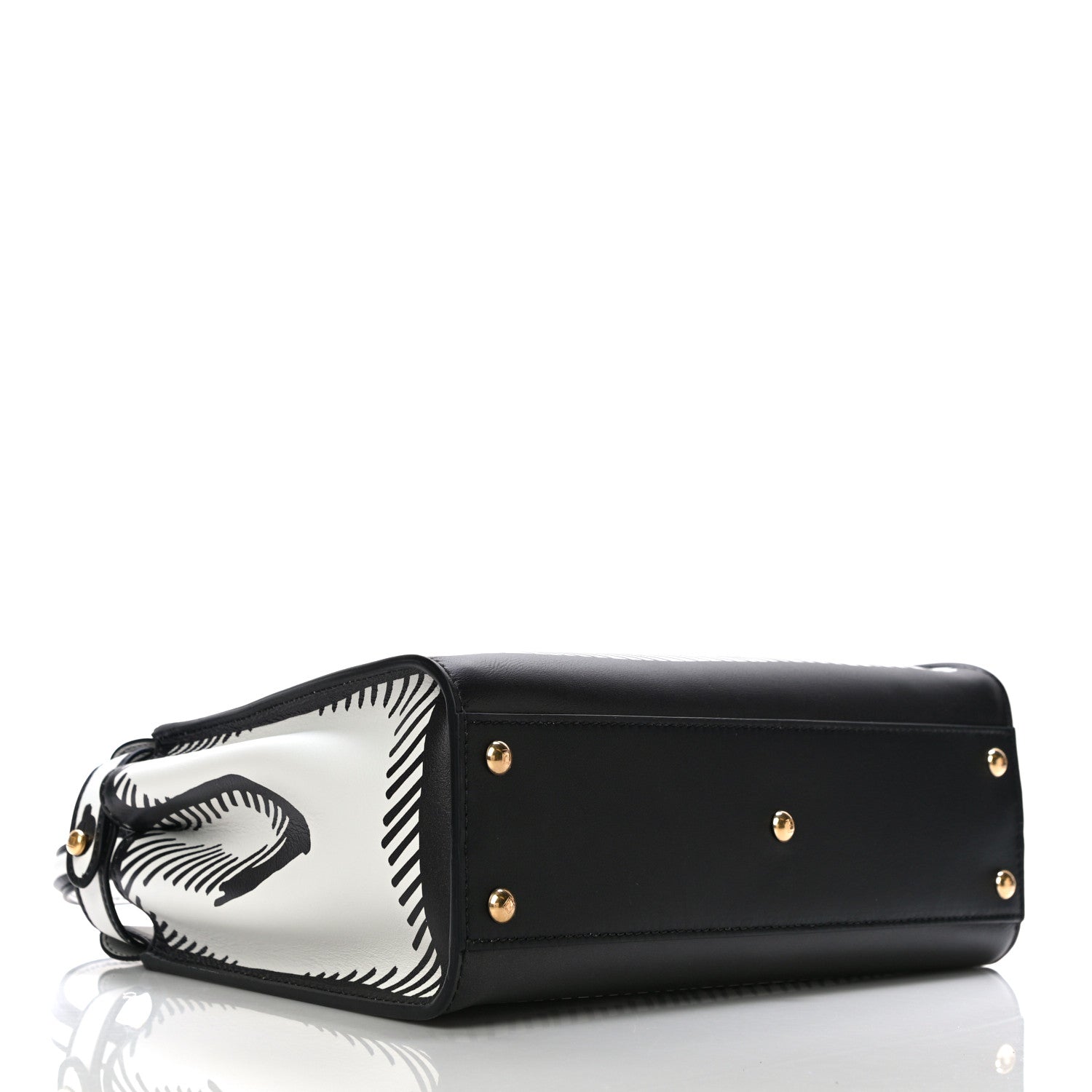 Fendi X JOSHUA VIDES Calfskin Medium Peekaboo Iconic Satchel White Black 4 of 11