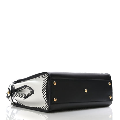 Fendi X JOSHUA VIDES Calfskin Medium Peekaboo Iconic Satchel White Black 4 of 11