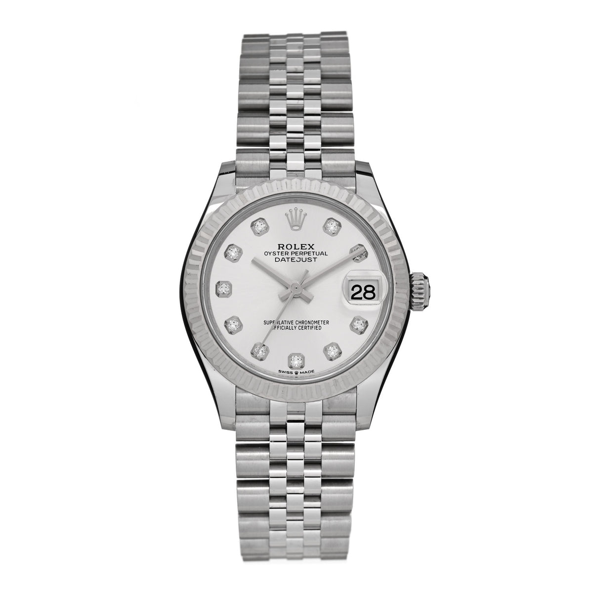 Stainless Steel 18K White Gold Diamond 31mm Oyster Perpetual Datejust Watch Silver 278274