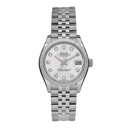 Rolex Stainless Steel 18K White Gold Diamond 31mm Oyster Perpetual Datejust Watch Silver 278274 1 of 5