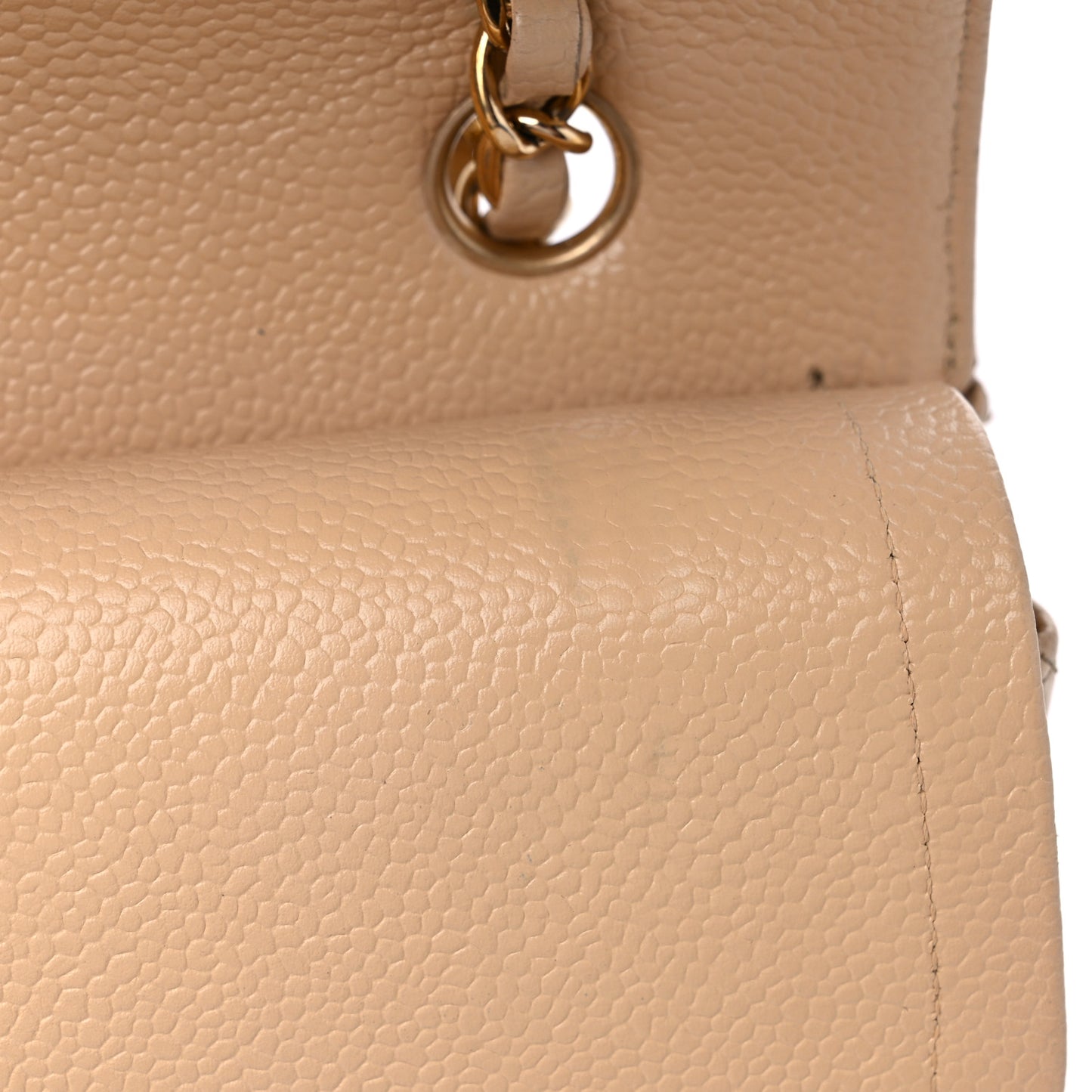 Caviar Quilted Medium Double Flap Beige