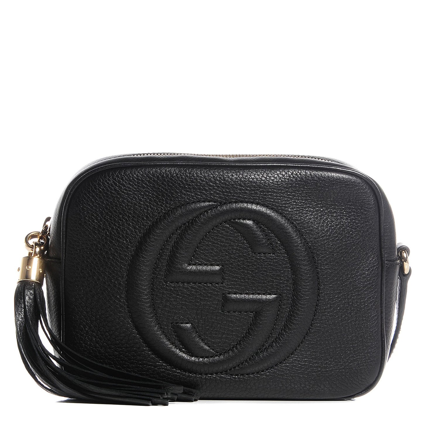 Pebbled Calfskin Small Soho Disco Bag Black