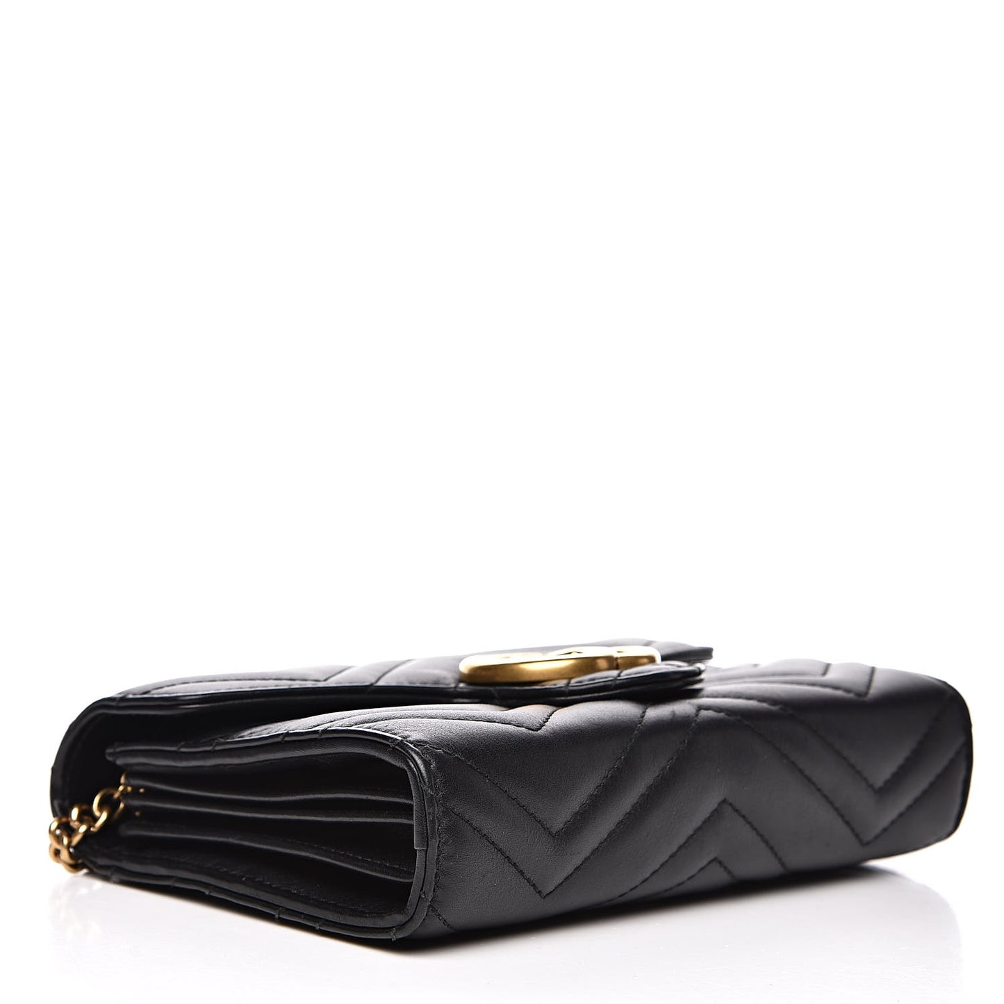 Calfskin Matelasse GG Marmont Chain Wallet Black