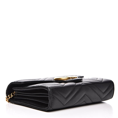 Gucci Calfskin Matelasse GG Marmont Chain Wallet Black 4 of 18