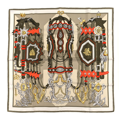 Hermes Silk Brides Et Destin Scarf 90 Vert Argile Kaki 1 of 3