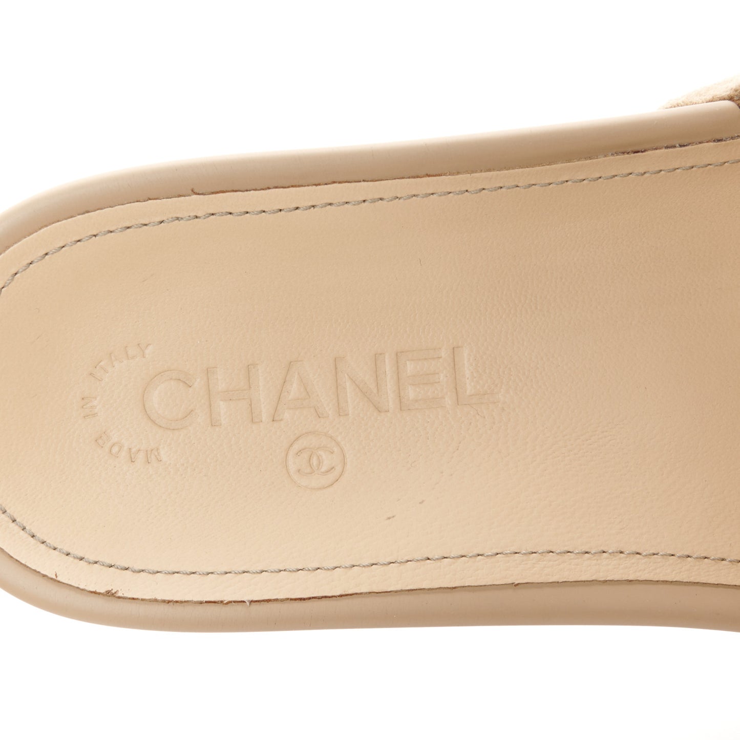 Canvas Chain Flat Sandals 38 Beige