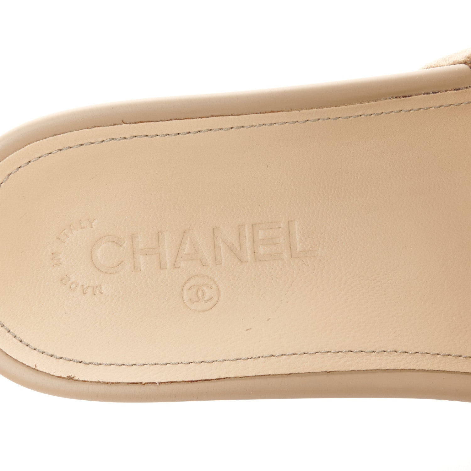 Chanel Canvas Chain Flat Sandals 38 Beige 7 of 8