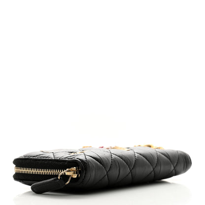 Chanel Aged Calfskin Quilted Small New York Charms 2.55 Reissue Zip Around Wallet Black 4 of 12
