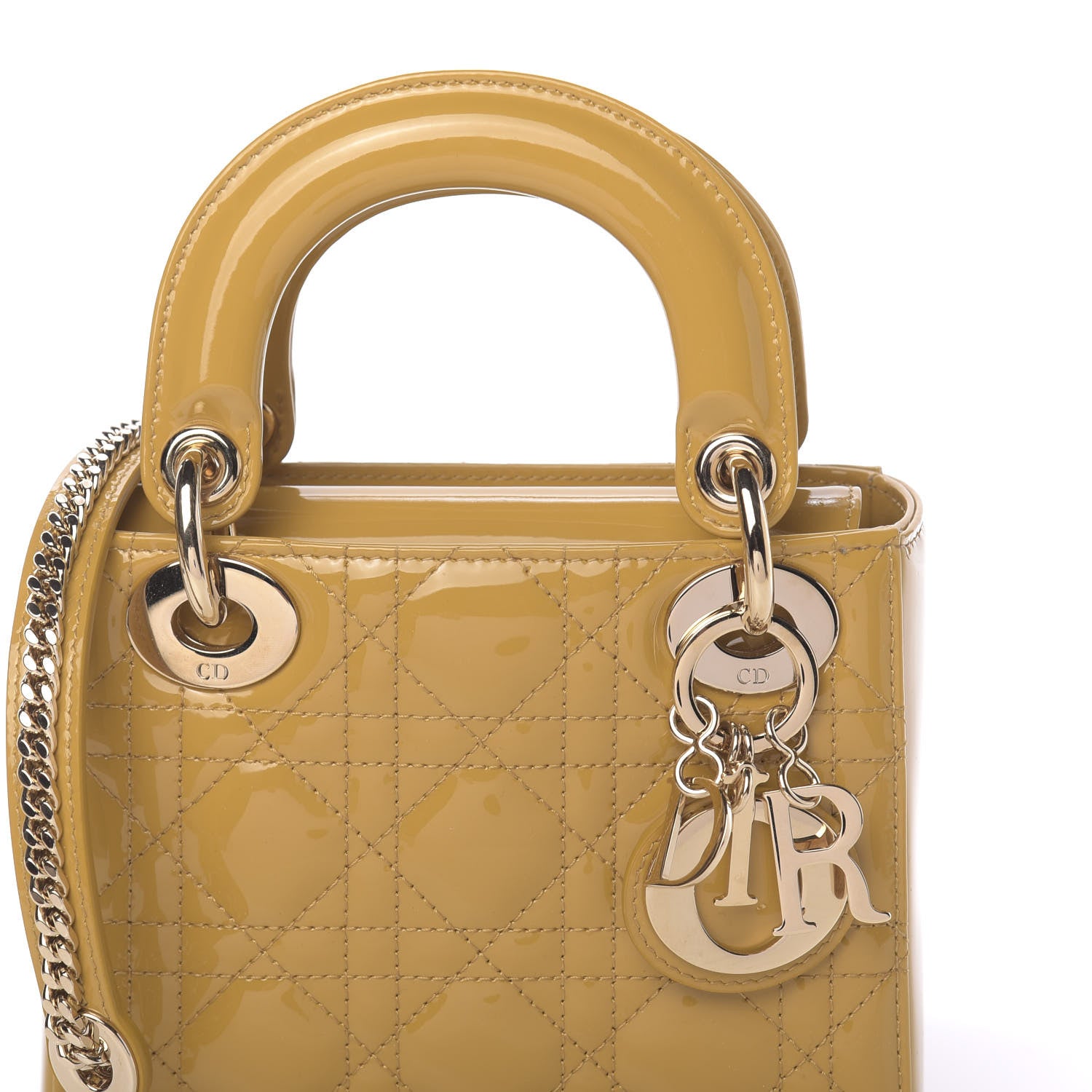 Christian Dior Patent Cannage Mini Lady Dior Yellow 10 of 11