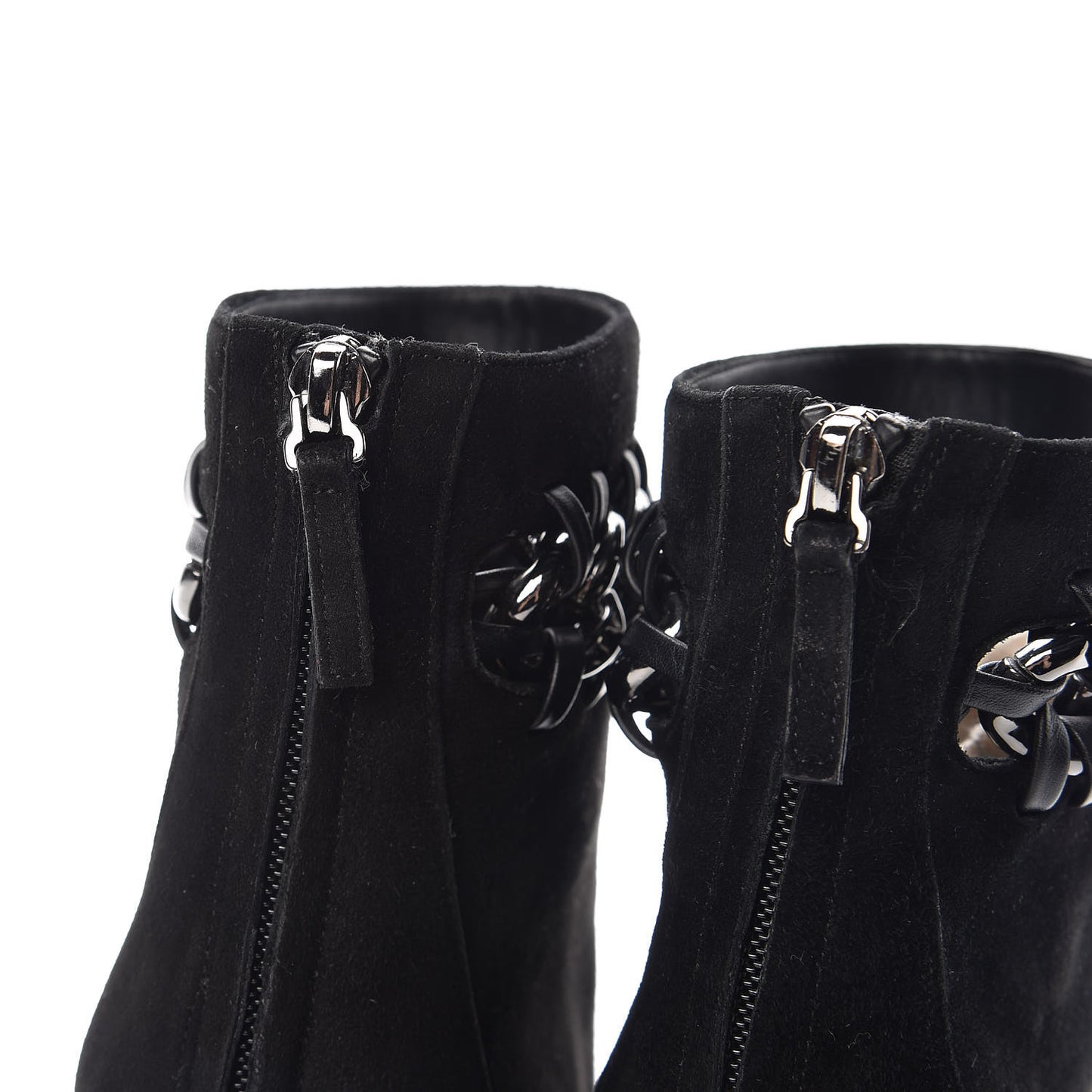 Suede Ankle Chain Boots 35.5 Black