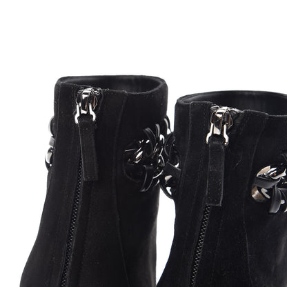 Valentino Garavani Suede Ankle Chain Boots 35.5 Black 10 of 15