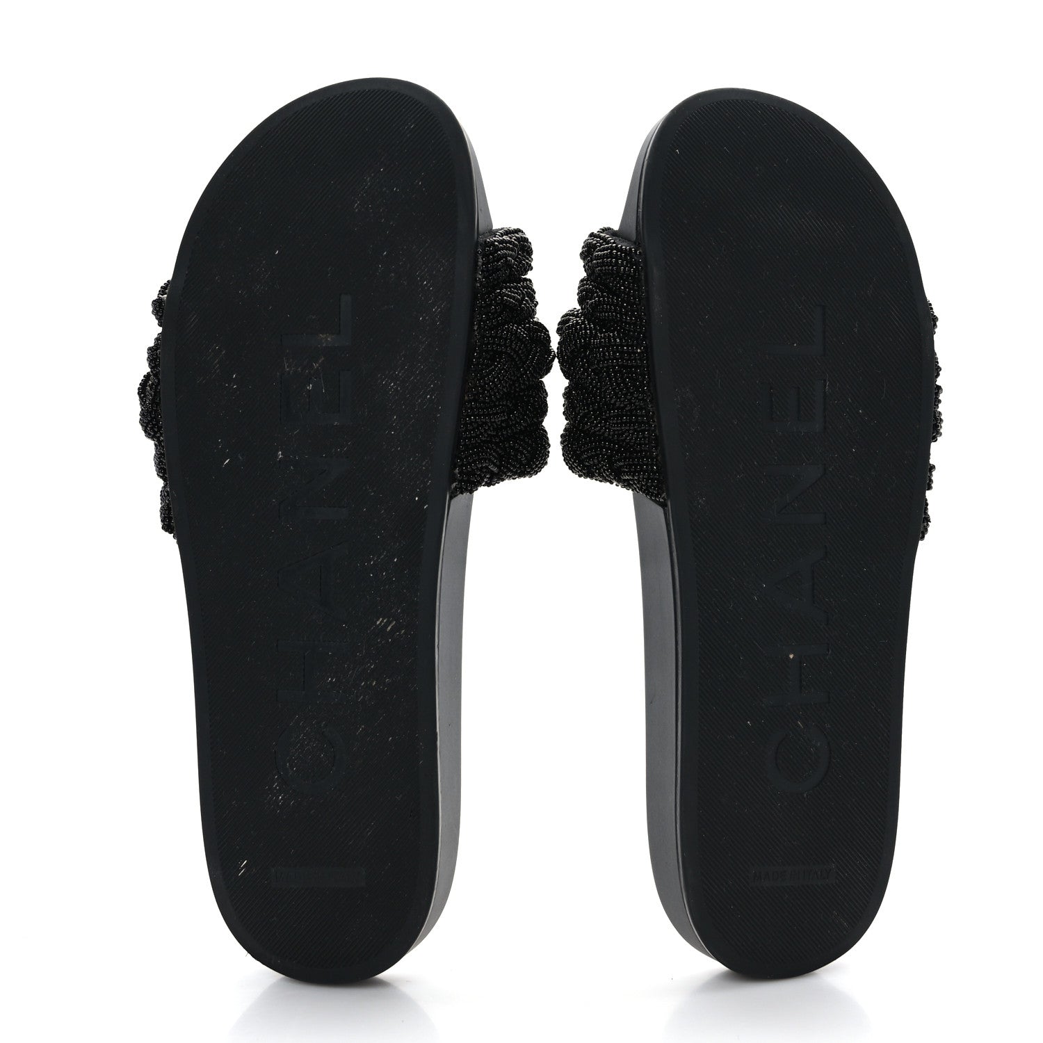 Chanel Lambskin Pearl Beaded Woven Slides 41 Black 9 of 17