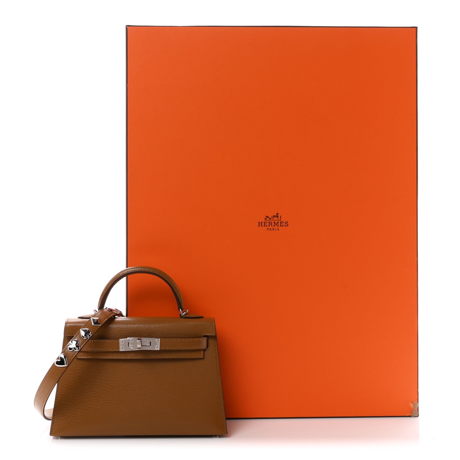 Hermes Chevre Chamkila Clou de Coeur Mini Kelly Sellier 20 Bronze Dore 10 of 10
