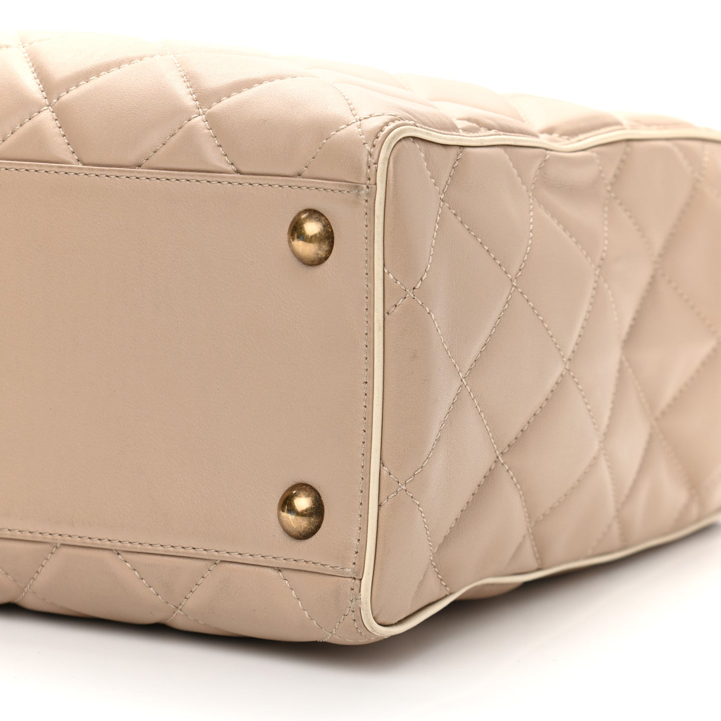 Calfskin Quilted Tote Beige