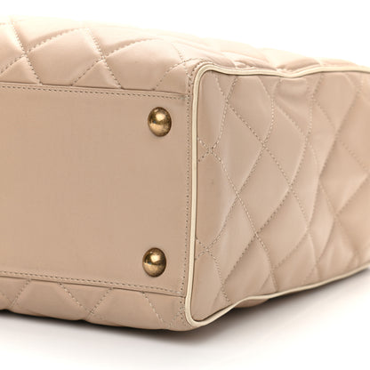 Chanel Calfskin Quilted Tote Beige 10 of 12