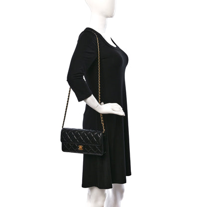 Chanel Shiny Lambskin Quilted Flap Clutch Bag Black 2 of 9