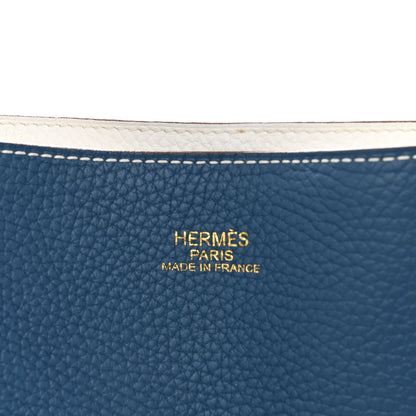Hermes Taurillon Clemence Double Sens 45 Reversible Tote Bleu Thalassa White 11 of 20