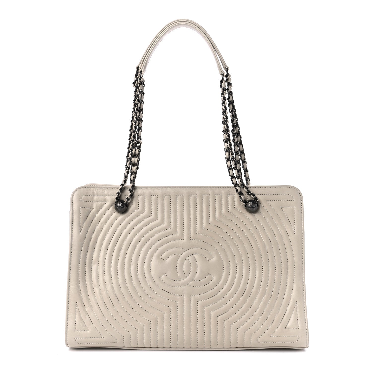 Chanel Glazed Calfskin Quilted Korean Garden Tote Off White 1 of 8