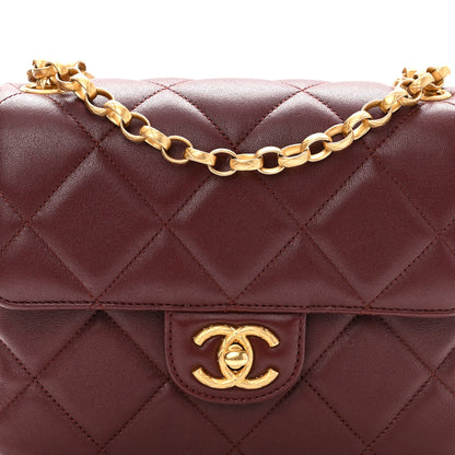 Chanel Lambskin Quilted Mini Logo Square Flap Burgundy 7 of 10