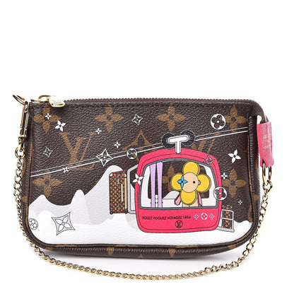 Louis Vuitton Monogram 2019 Christmas Animation Mini Courchevel Pochette Accessories Fuchsia 1 of 8