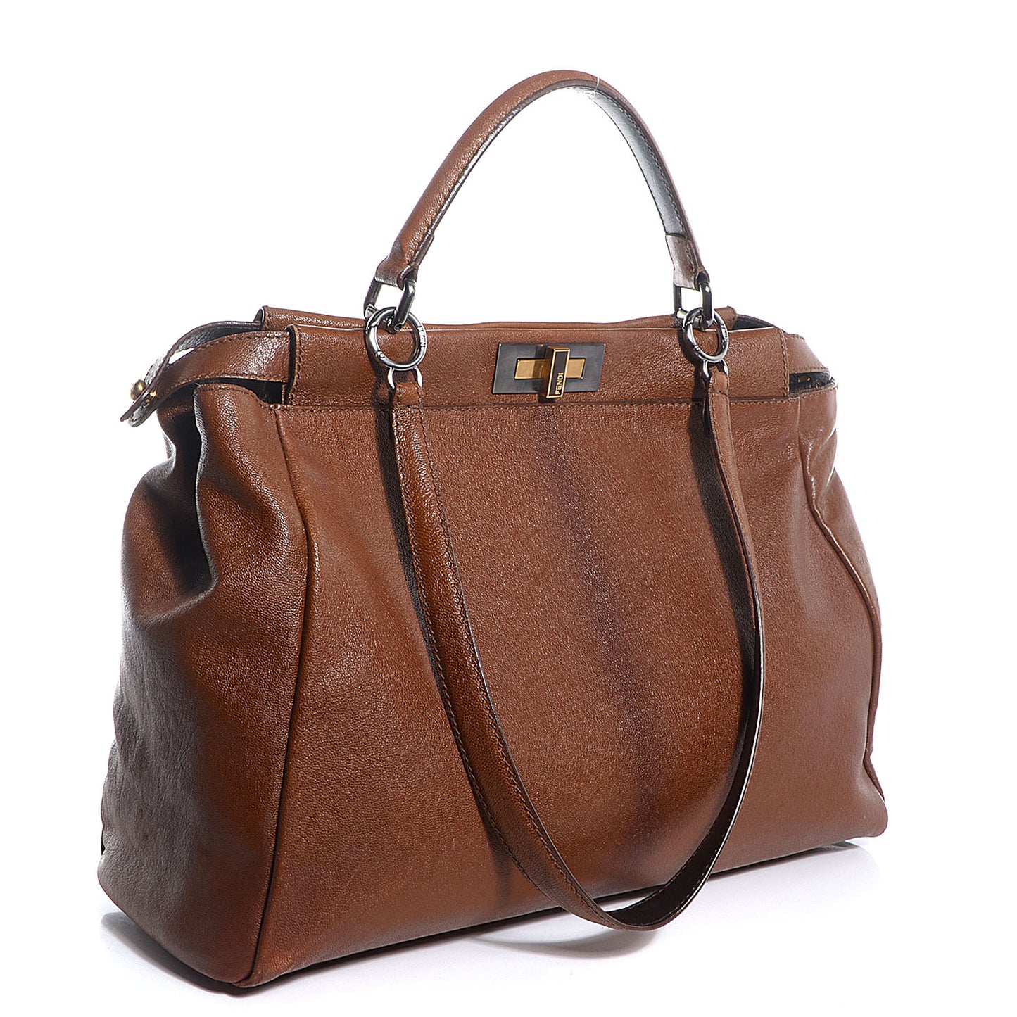 Goatskin Zucca Large Peekaboo Iconic Satchel Cuoio Tobacco Moro