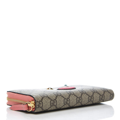 Gucci GG Supreme Monogram Embroidered Face Zip Around Wallet Pink 4 of 8