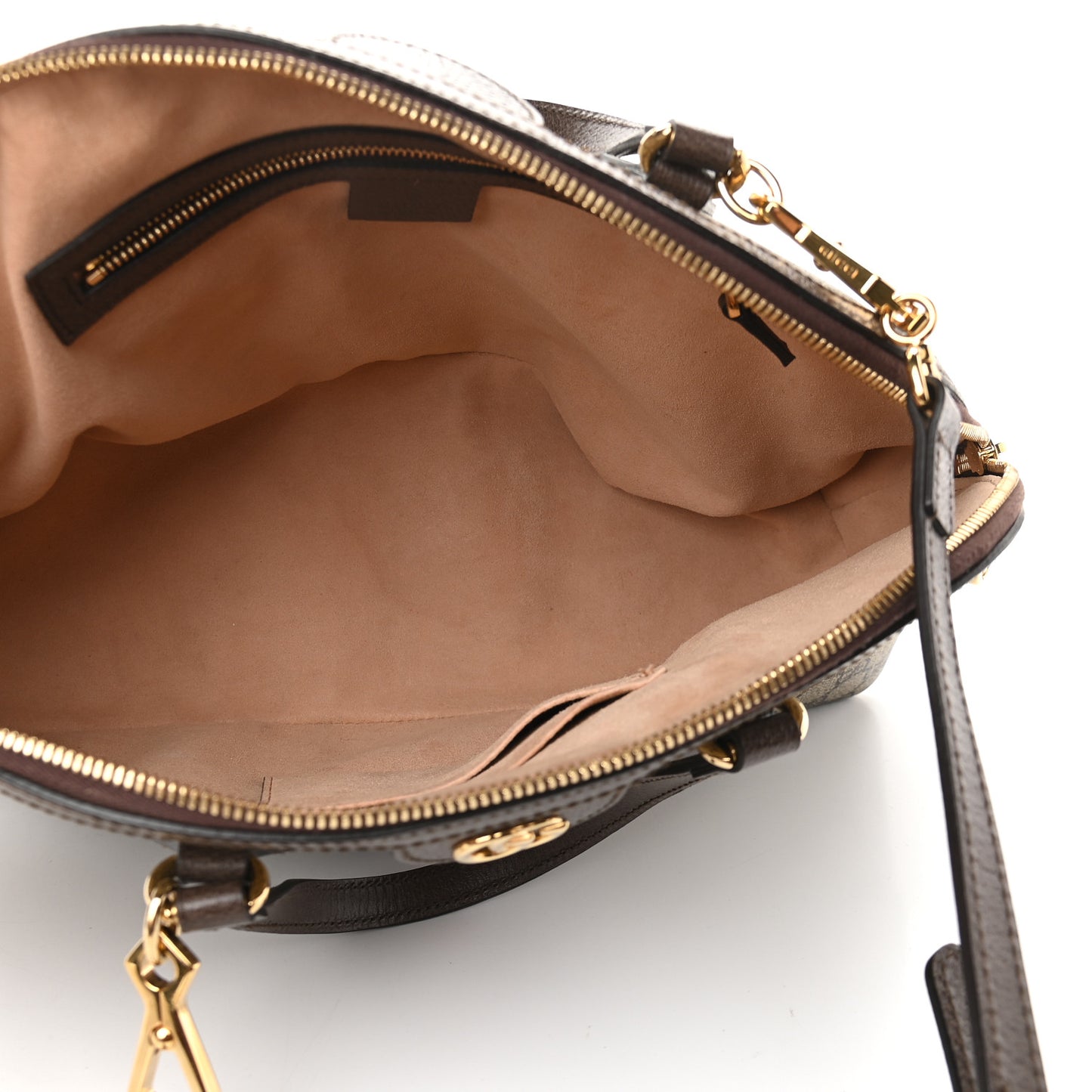 GG Supreme Monogram Web Medium Ophidia Top Handle Dome Bag Brown