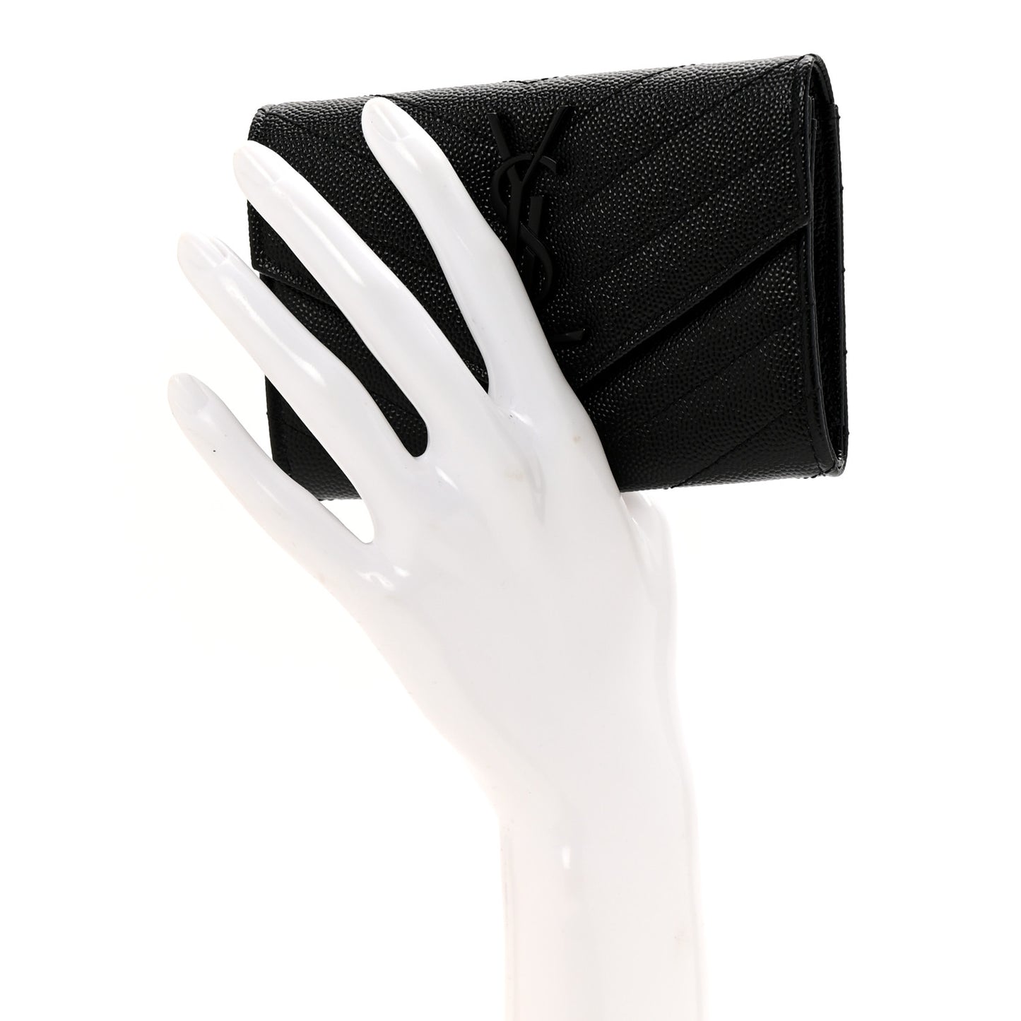 Grain De Poudre Matelasse Chevron Small Monochrome Monogram Envelope Wallet Black Black