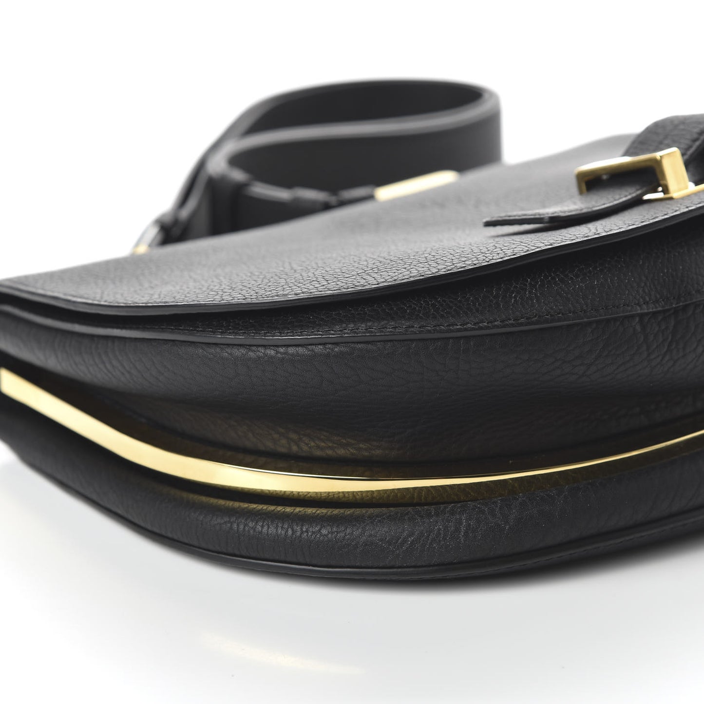 Crispy Calfskin Le Mutin MM Saddle Bag Black