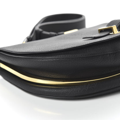 Delvaux Crispy Calfskin Le Mutin MM Saddle Bag Black 6 of 11