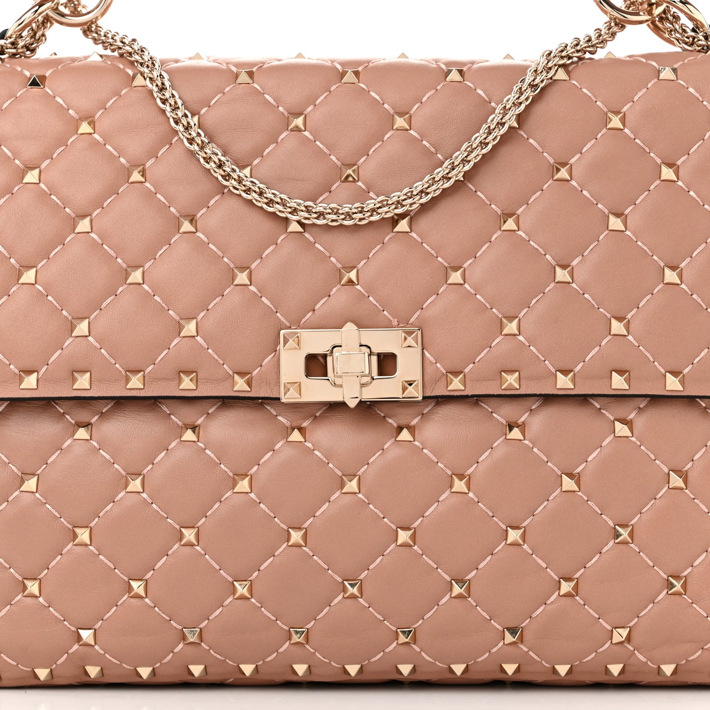 Nappa Large Rockstud Spike Shoulder Bag Poudre