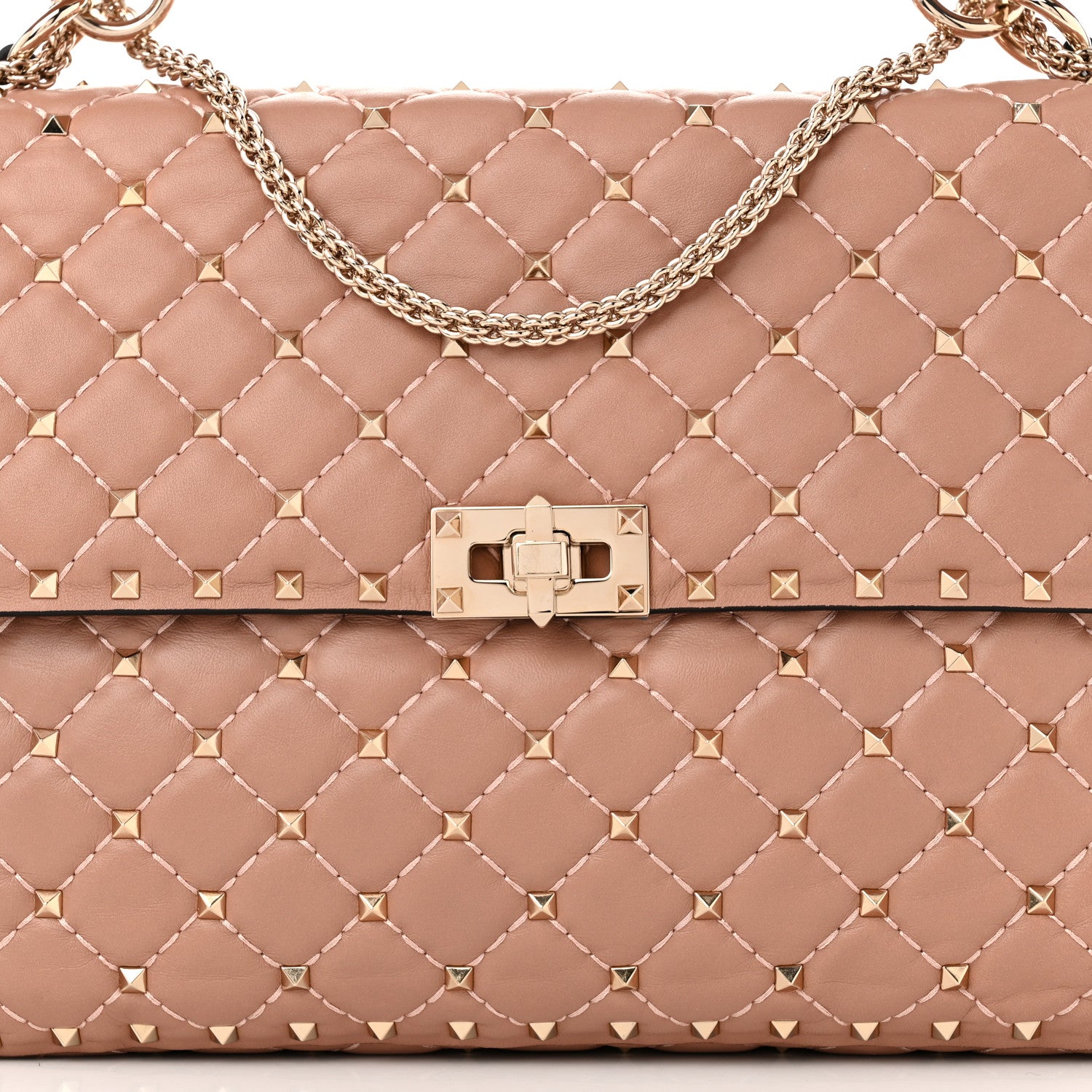 Valentino Garavani Nappa Large Rockstud Spike Shoulder Bag Poudre 7 of 9