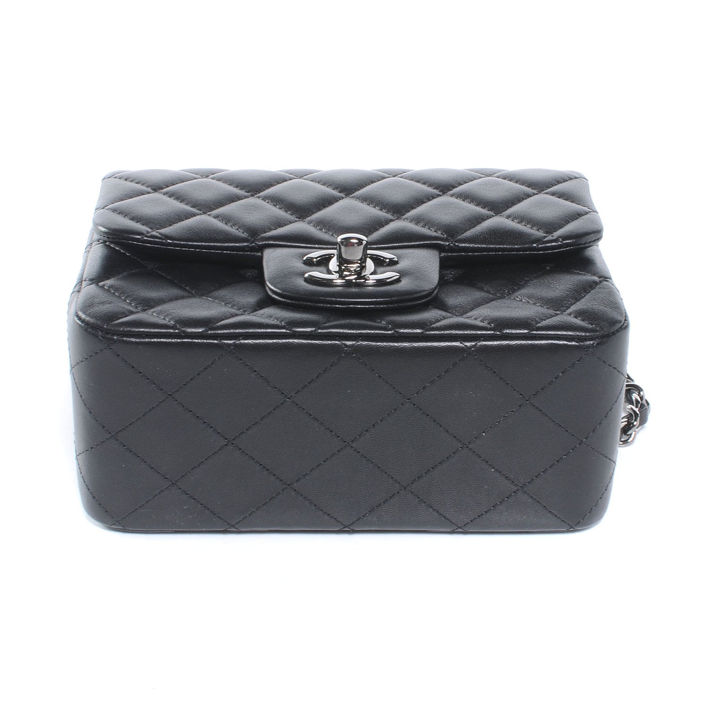 Lambskin Quilted Mini Square Flap Black