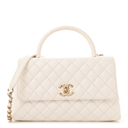 Chanel Caviar Quilted Small Coco Handle Flap White 1 of 11