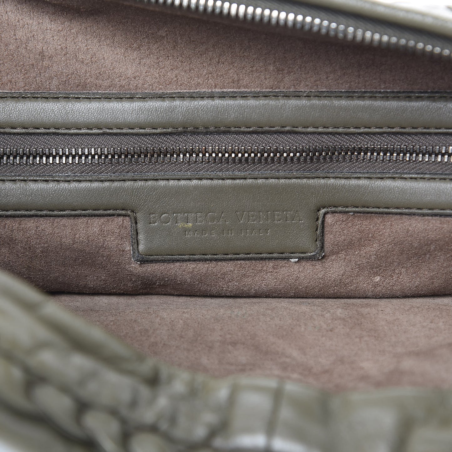 Nappa Intrecciato Large Veneta Hobo Kaki Fondente
