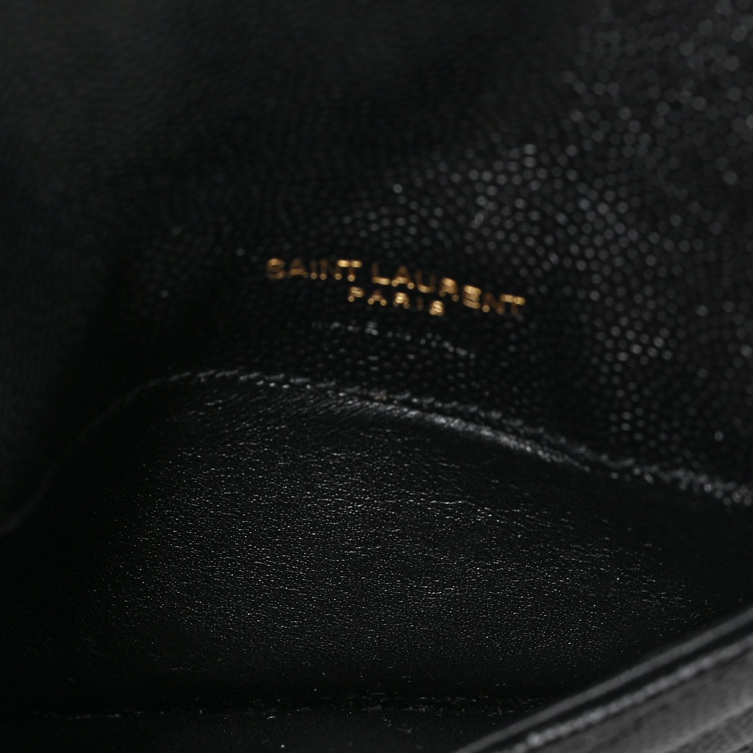 Saint Laurent Grain De Poudre Matelasse Chevron Monogram Compact Wallet Black 5 of 6