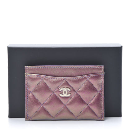Chanel Iridescent Lambskin Quilted Card Holder Purple 9 of 9